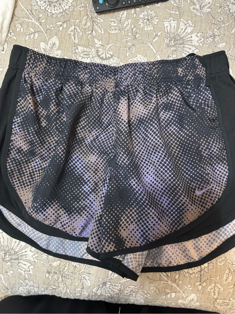 Nike Women’s Black & Purple Patterned Athletic Shorts